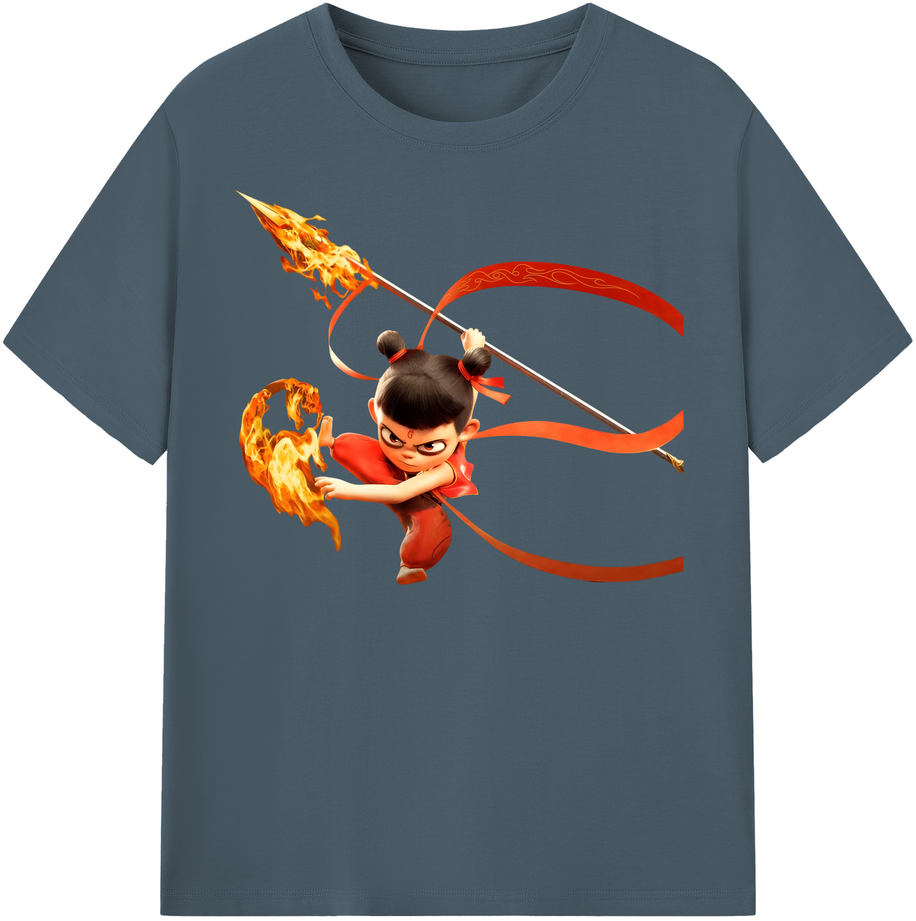 （画像用） Ne Zha 2 ナタ 魔童の大暴れ 綿100％半袖Tシャツ（フロントプリント）